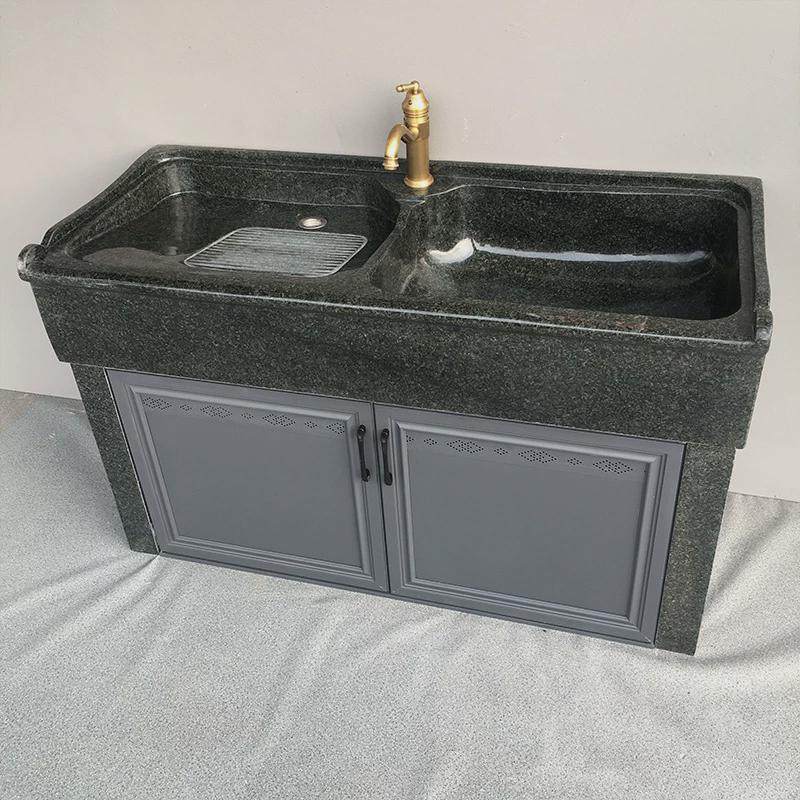 庭院石材水池带搓衣板花岗岩洗衣台阳台石头洗衣池石材一体台盆