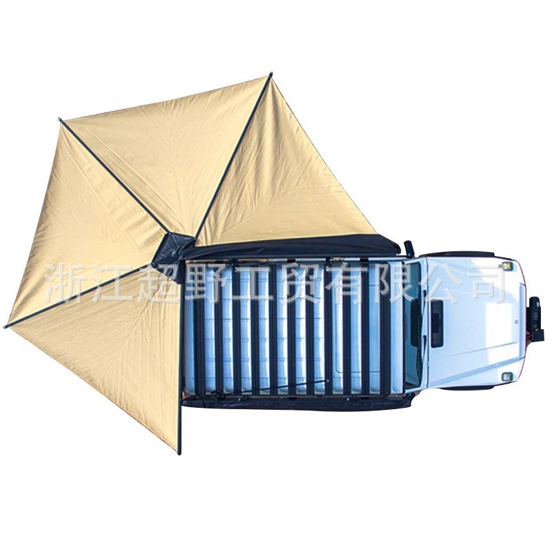 工厂新款户外270度车车载车顶边扇形帐篷黑胶车边天幕侧帐露营