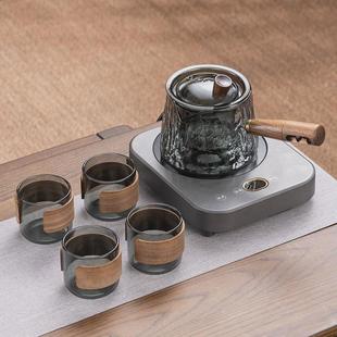 煮茶壶过滤胆煮茶器 加厚玻璃侧把泡茶壶耐高温家用小型电陶炉套装
