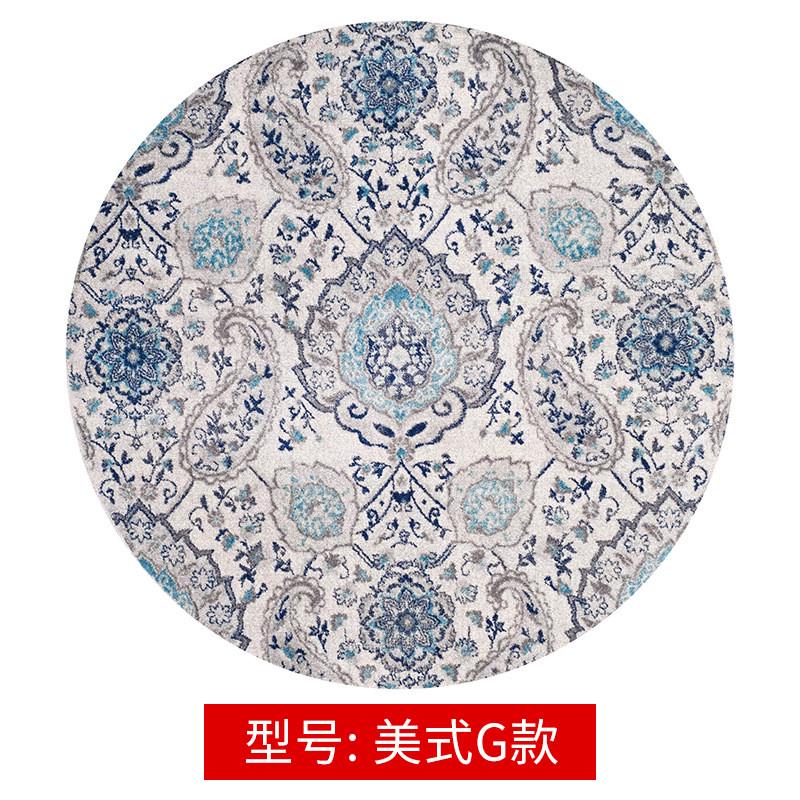 欧美轻奢圆形卧室花圈3d印床边地毯绒地垫家用客厅沙发茶几地毯