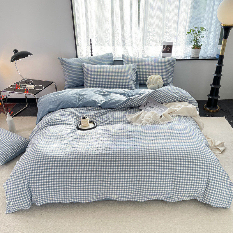 棉四件套人床笠款宿舍被套床单棉1.5米1.8m床上用品三件套件4