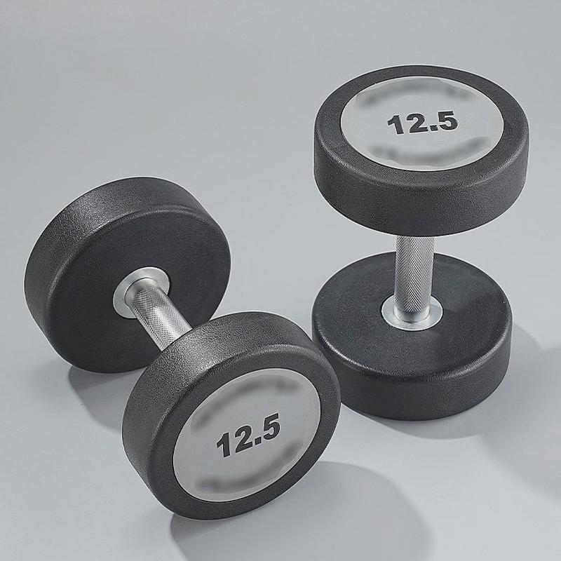健身房家用商用哑铃2.5-50胶健身器材镀锌钢制包公斤圆头实心哑铃