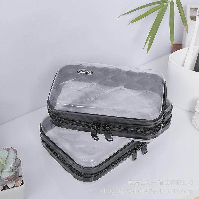 硬壳透明防水洗漱包高级感旅行便携拉链手提多功能收纳化妆包