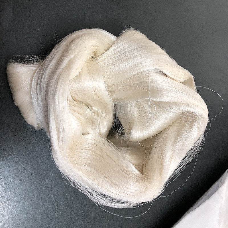 生丝桑蚕丝BJD娃娃头发琴弦白长丝原丝未脱胶
