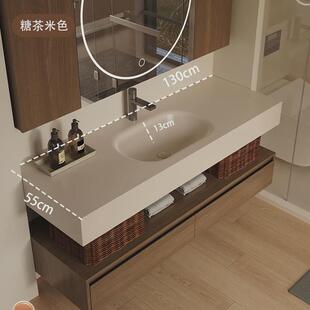 可丽耐纯亚克力中古风浴室柜一体盆组合奶油款卫生间洗漱洗脸台