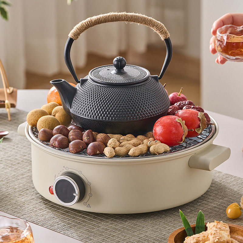 围炉煮茶电陶炉烤火便携家用取暖炭火炉多功能烤炉炉无烟煮茶炉