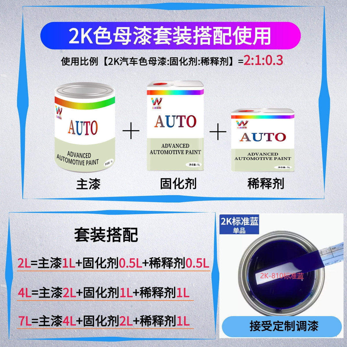 2K纯白色纯黑中黄大红成品漆大罐装烤漆成品漆色母源头厂家车油漆
