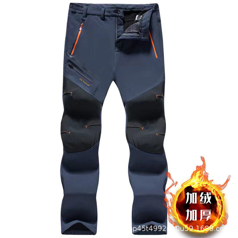 欧美户外速干加绒加厚冲锋裤防风防水耐磨透气速干弹力软壳裤