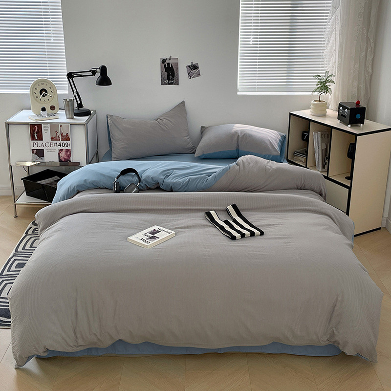 学生宿舍床上三件套床单被套上下铺单人水洗棉四件套春秋寝室被罩