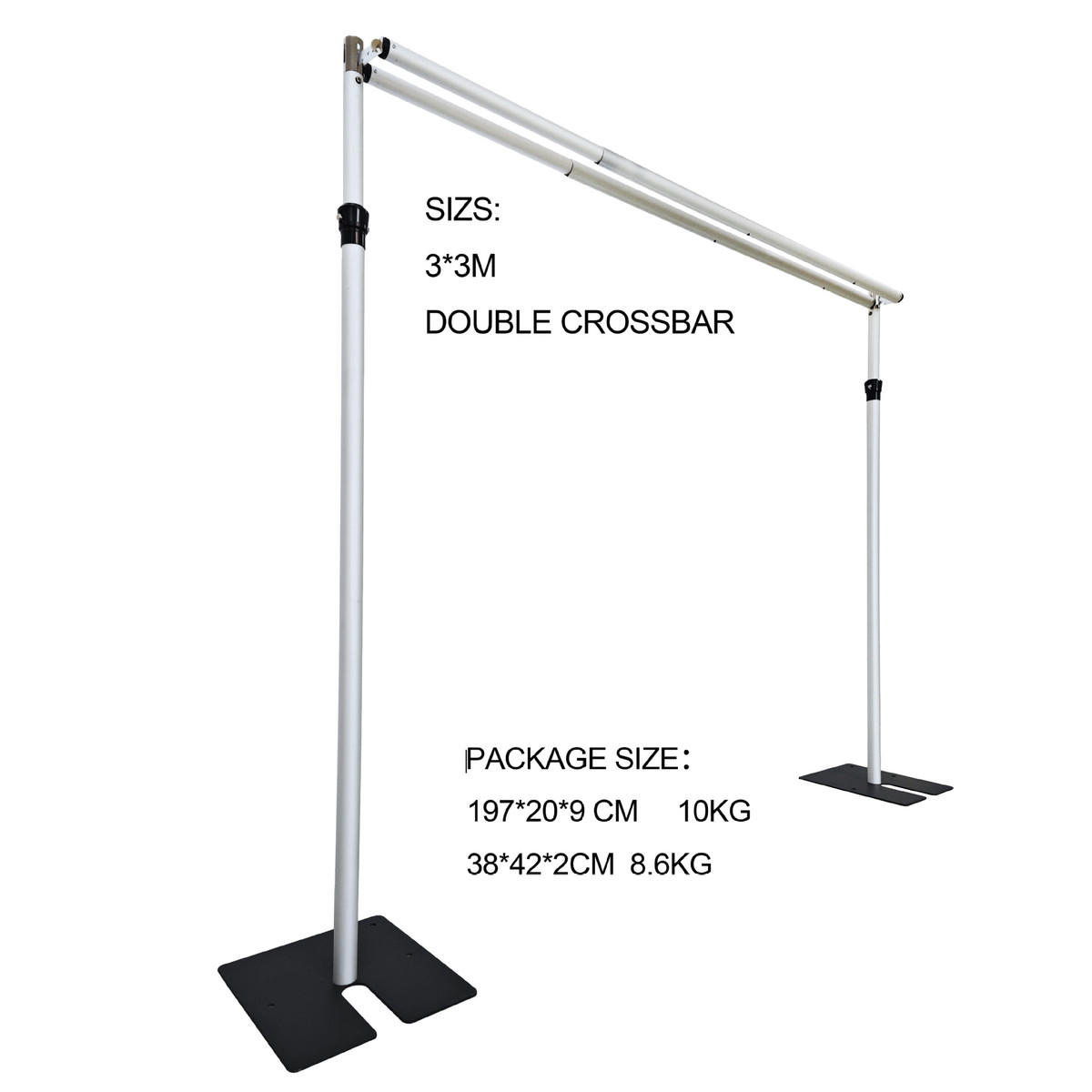 厂家外贸婚庆可调节6-10ft铝合金直供花墙架子帷幕双层伸缩背景架