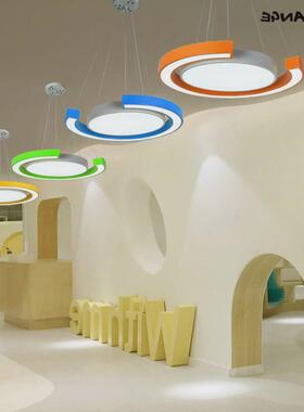 简约现代园型园环吊灯办公室造型灯个性创意幼儿园灯游乐园教室灯