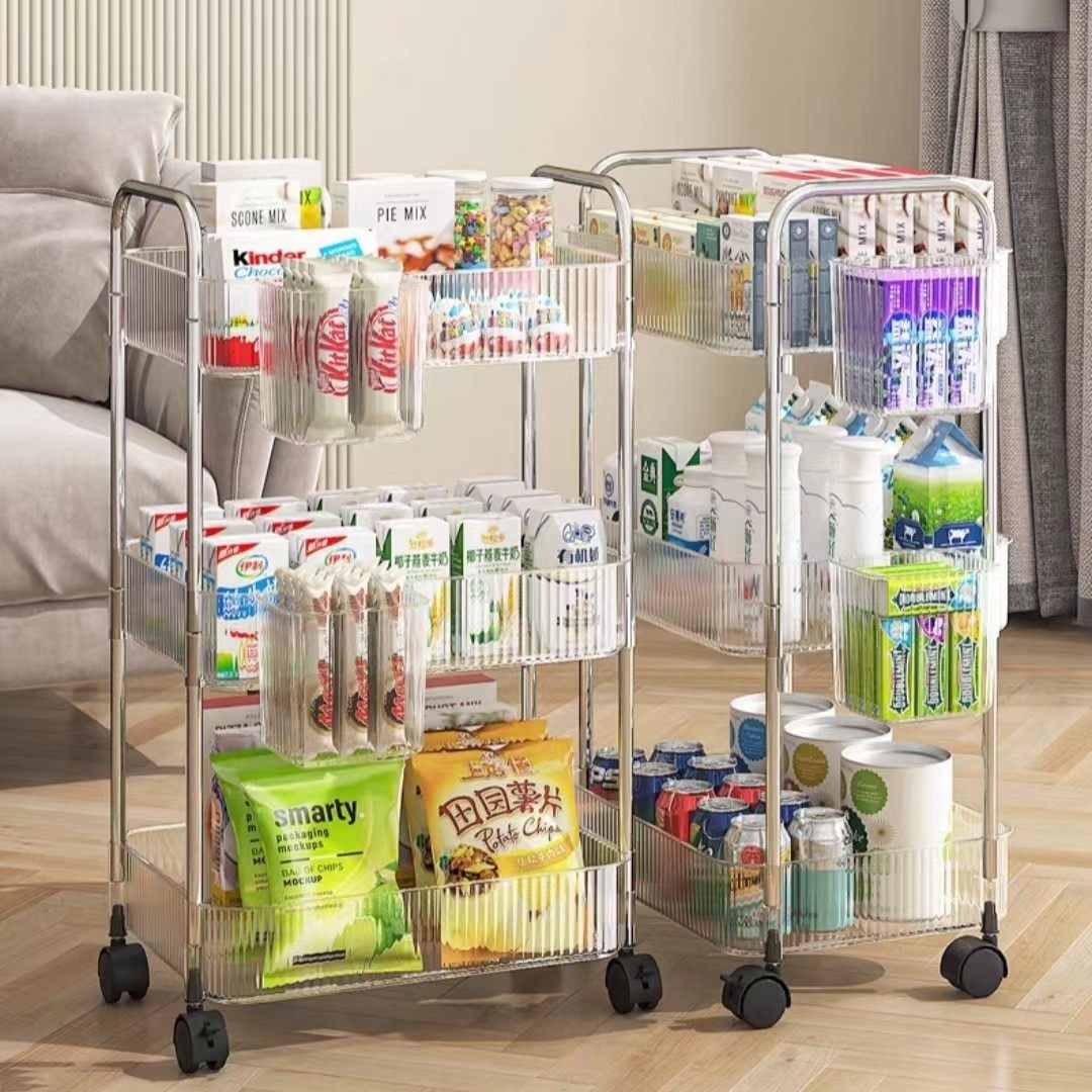 亚克力零食小推车置物架落地移动卫生间储物多层化妆品收纳架,收纳整理,整理架/置物架/收纳架,淘宝优惠券,粉丝福利购,淘宝优惠卷