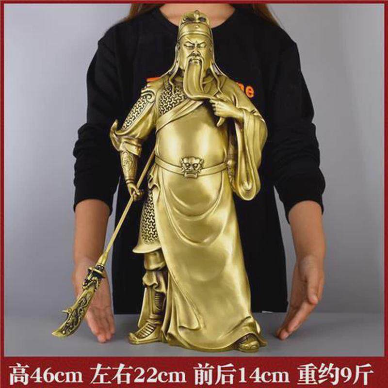 纯铜关公神像铜像摆件黄铜大刀关羽关二爷武工艺