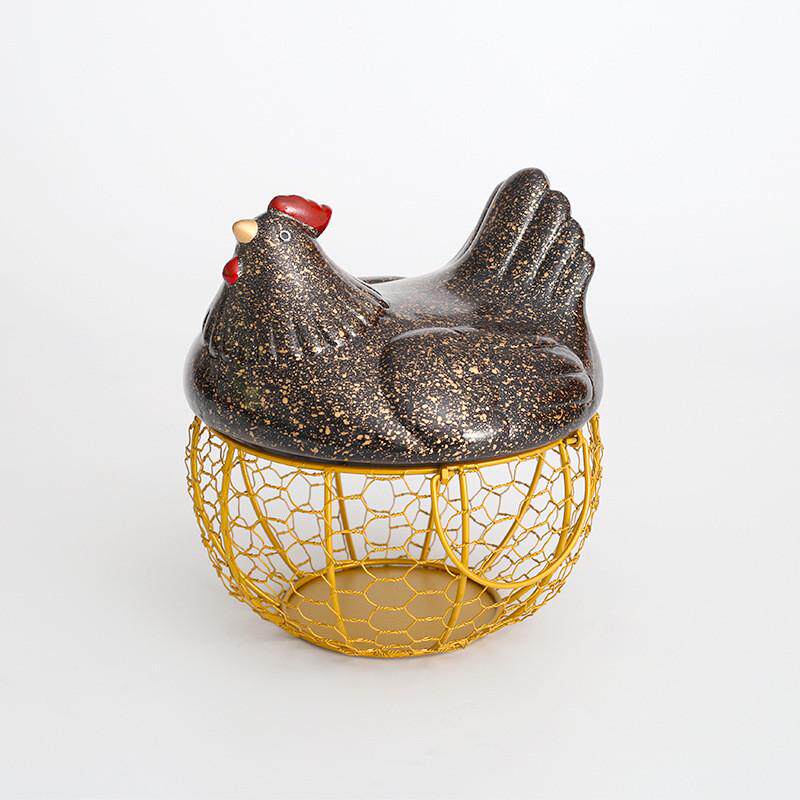 创意摆件家居装饰品鞋柜玄关收纳篮ins摆件桌面收纳风格母鸡篮子