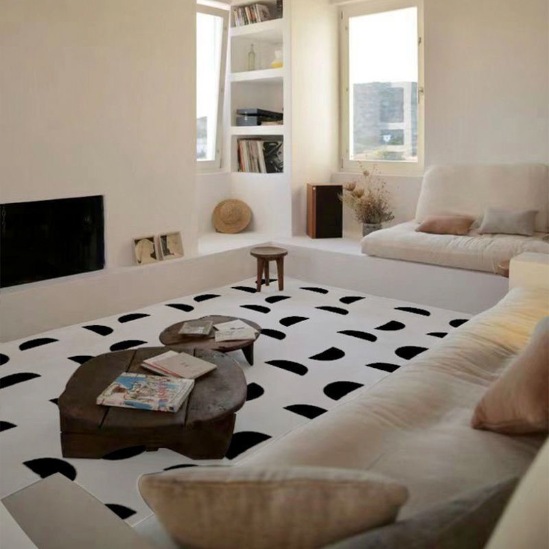 北欧ins黑白格卧室客厅现代简约风地毯地垫床边茶几沙发格子房间