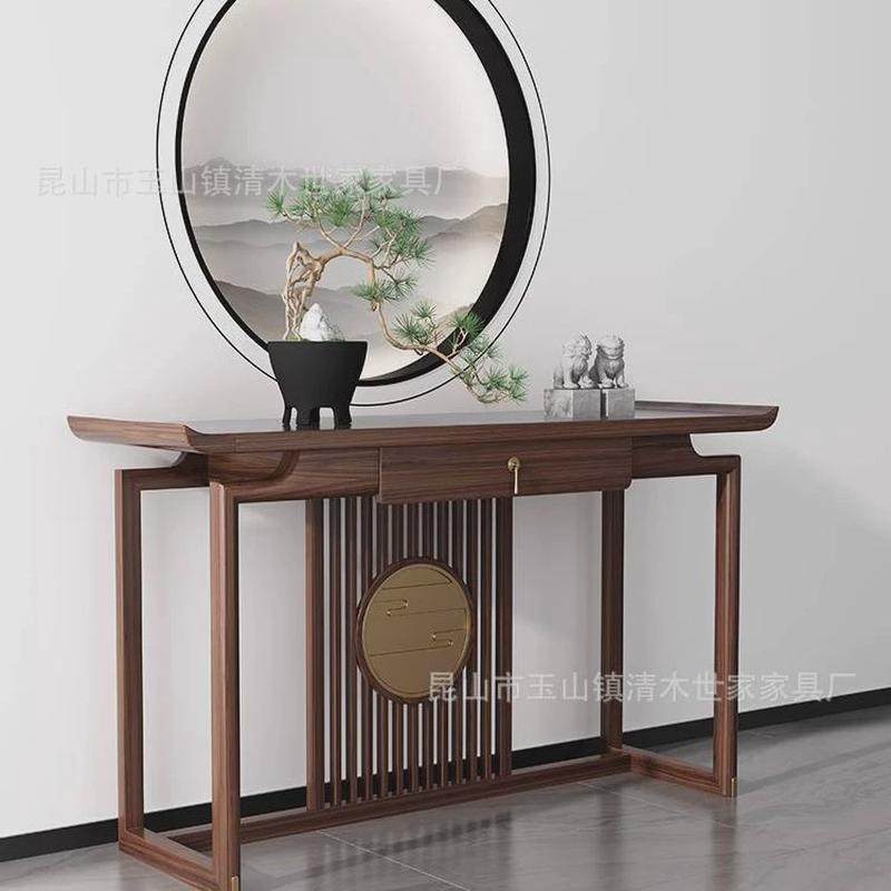 新中式实木玄关桌玄关台入户简约玄关柜现代禅意靠墙供桌子端景台