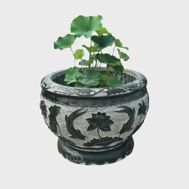 石雕青石鱼缸花缸别墅庭院园林仿古雕刻厂家制做曲阳雕刻