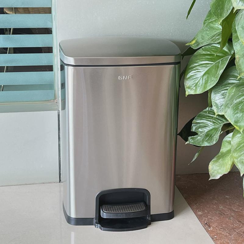 gnf不锈钢垃圾桶30l大容量商用防水酒店学校厨房公司走廊简约有盖