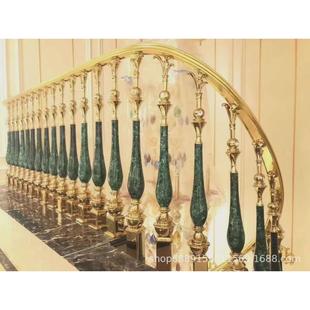 新中式 孔雀绿款 楼梯扶手家用护栏简约别墅栏杆铝合金佛山楼梯厂