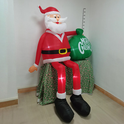 圣诞节悬挂装饰品充气圣诞老人爬窗发光户外门店场景布置气模摆件