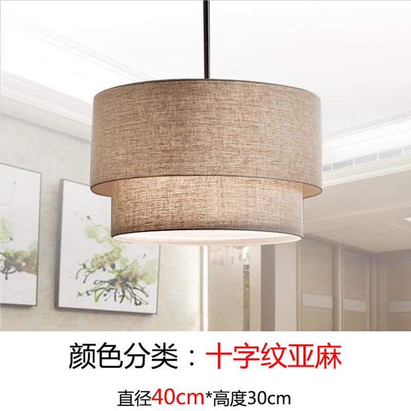 现代卧室吊灯客厅餐厅灯简约乡村圆形创意双层亚麻布艺灯具
