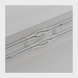 侧装 防漏光静音交叉轨道 窗帘轨道铝合金静音直轨滑轨双轨顶装
