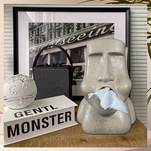 网红摩艾纸巾盒复活岛摩艾家用抽纸盒北欧风格家居装饰摆件艺术品