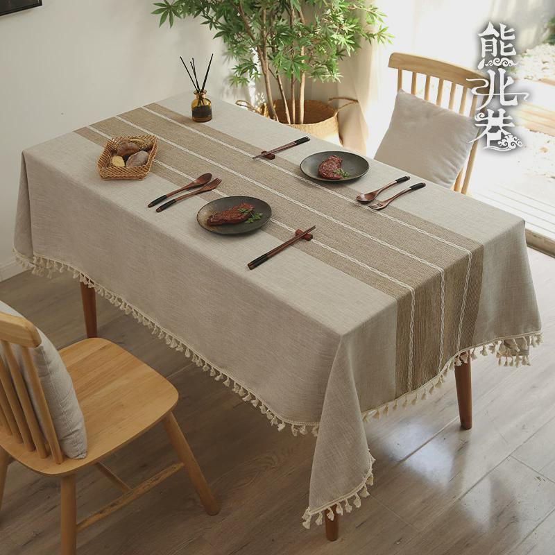 棉麻桌布防水日式ins风长方形餐桌布轻奢家用书桌布茶几台布爆款
