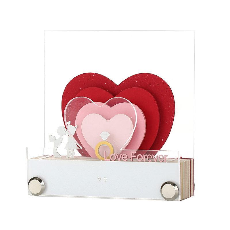 深圳定制纸雕创意礼品艺术3d立体便签本模型可撕爱心形520便签纸