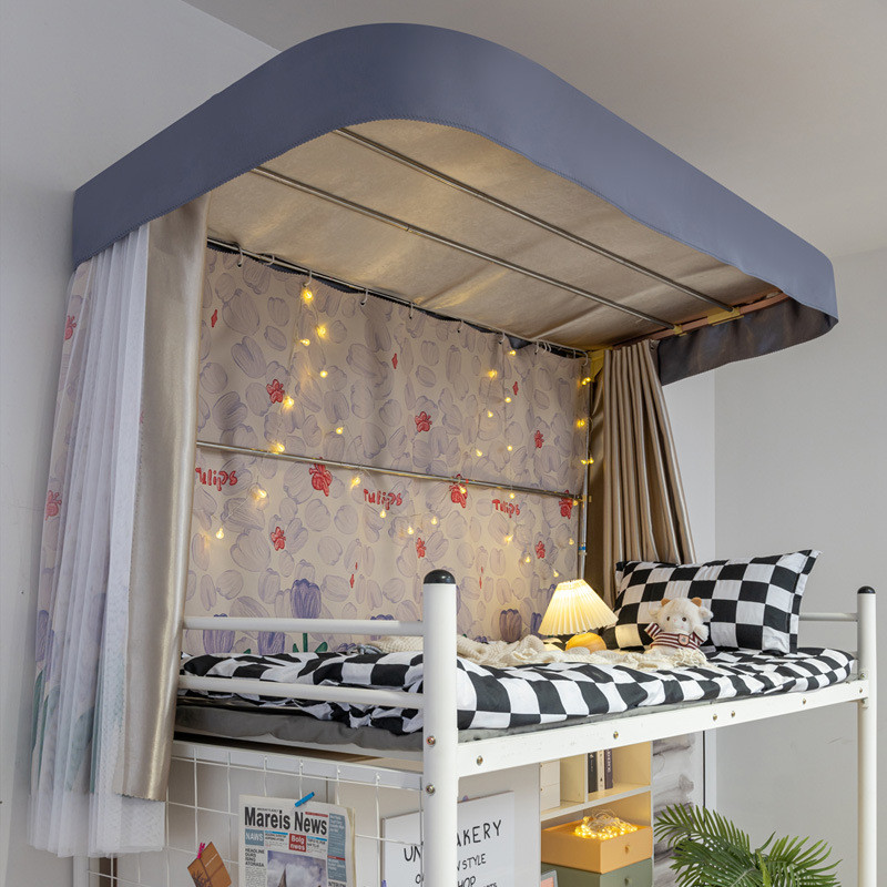 6buju型双轨道床帘学生宿舍蚊帐床帘一体式强遮光寝室上下铺送支