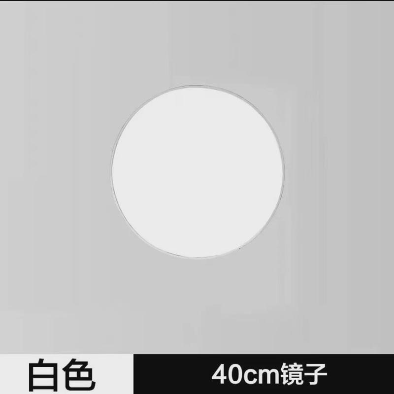 免打孔浴室圆厕所带置物架自粘壁挂镜子卫生间挂墙式贴墙化妆圆镜