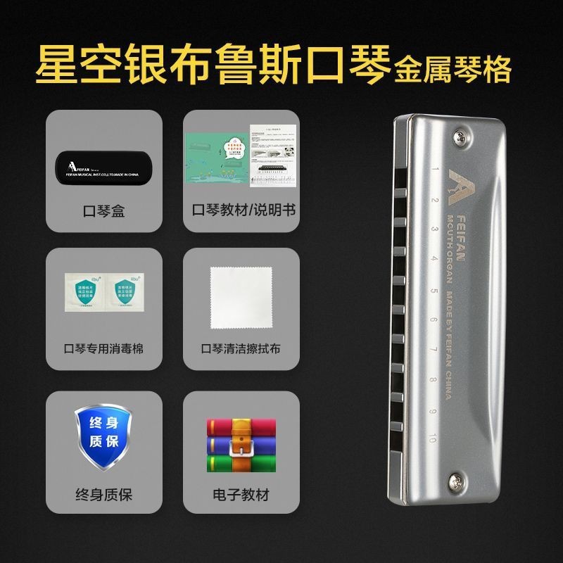 FEIFAN/飞繁十孔攀岩者C调布鲁斯口琴MC20初学者入门专业演奏口琴