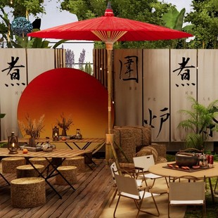 遮阳伞户外古风大油纸伞阳台围炉庭院露天沙滩油纸伞古风煮茶云肪