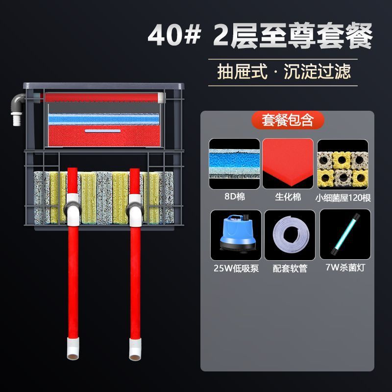 周转箱过滤配件全套鱼缸过滤器干湿分离鱼池箱户外沼泽滴流盒净水