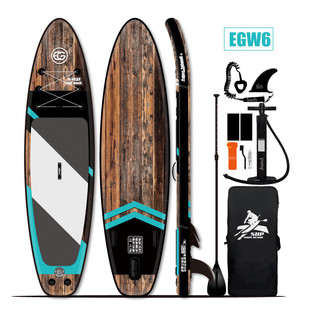 eg新款水上滑板pvc充气木纹 冲浪板sup桨板 大尾鳍直供多款