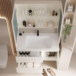 北欧风高级感多层实木免漆柜浴室柜智能镜柜陶瓷一体盆组合