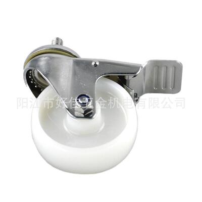 源头工厂直供100x32mm双304全不锈钢丝扣中型刹尼龙脚轮