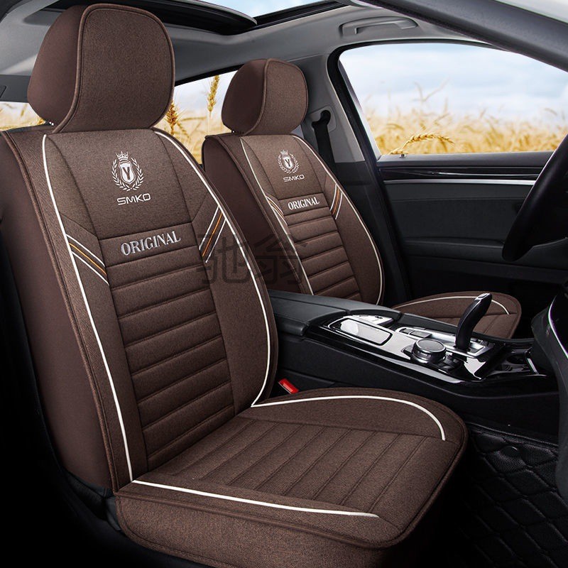 热销frg汽车坐垫艺专全包四季通用亚麻布座椅套用车座套全包围秋
