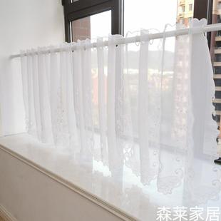 纱帘纯白色半截窗帘短窗帘飘窗小窗帘半帘短帘透光卧室橱 06YM韩式