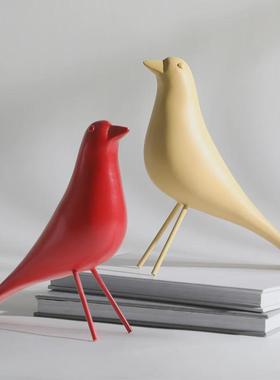 现代简约伊姆斯鸟树脂摆件样板房黑白桌面电视柜小鸟小摆件饰品