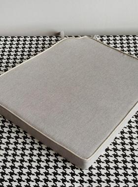 rkt4定制垫棉麻实木椅子坐垫x背餐椅垫加厚海绵座垫圈椅长凳纯色