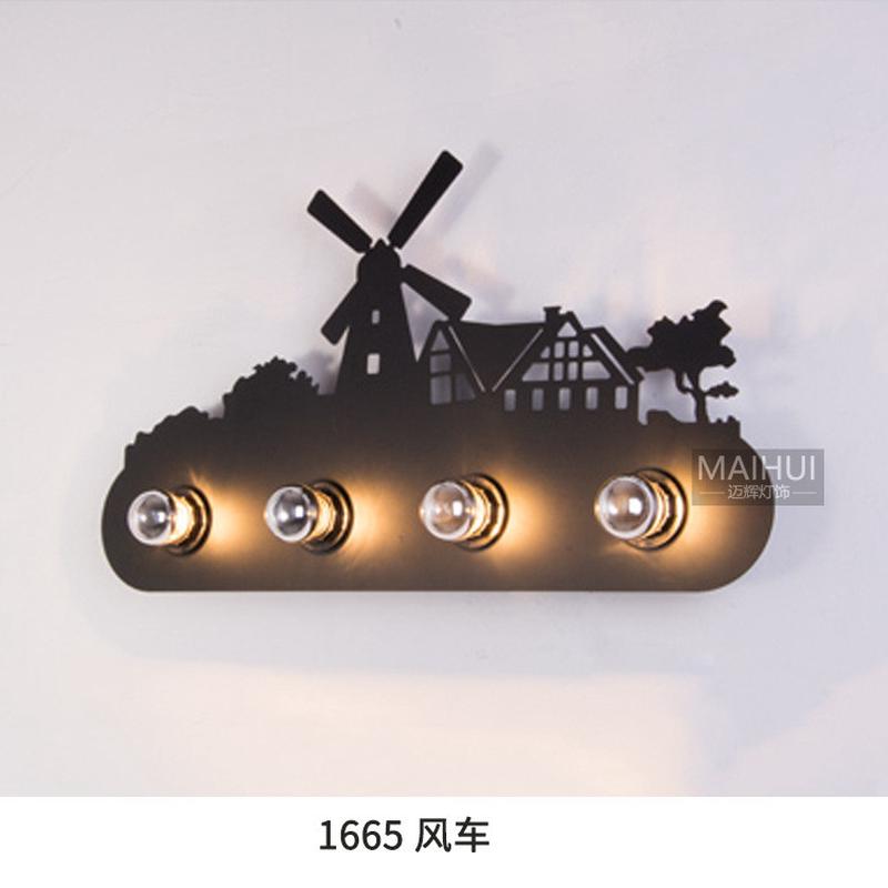 美式卡通工业风卧室床头铁艺咖啡厅酒吧复古壁画loft创意过道壁灯