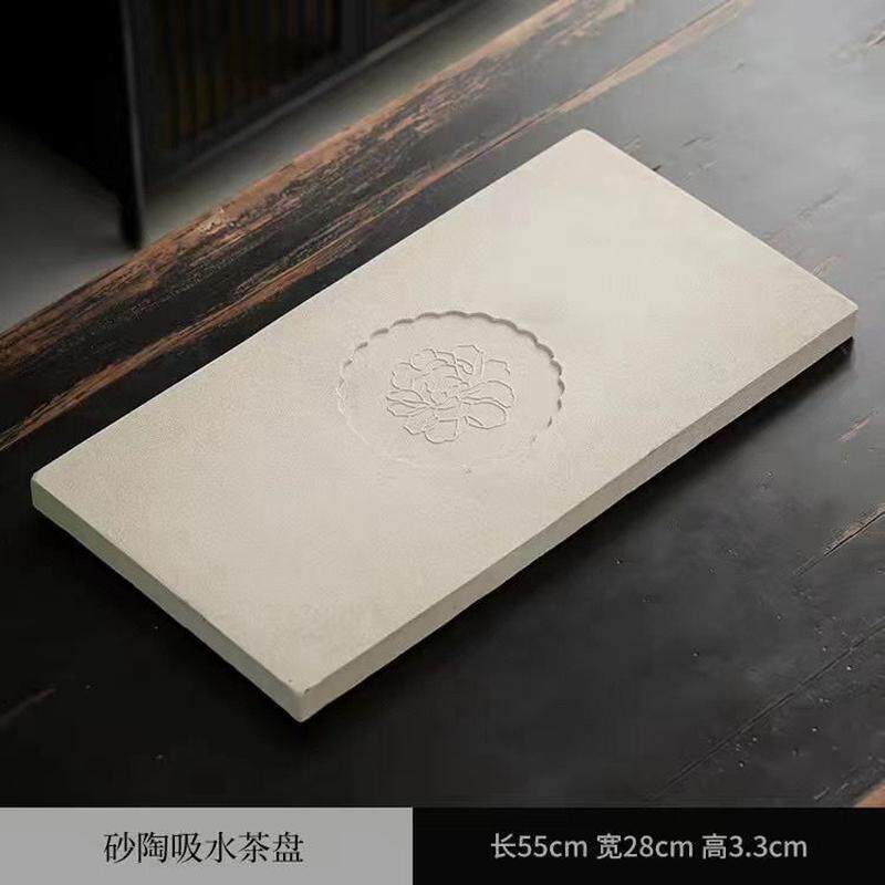 仿古陶瓷吸水茶盘速干家用小型干泡台吸水式长方形茶台新中式托盘