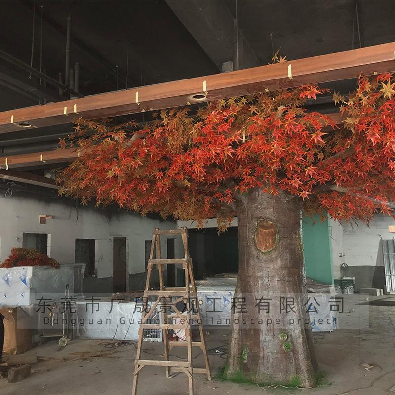 仿真大型室内装饰枫树假树新中式红枫树绿植落地盆栽景观绿枫树