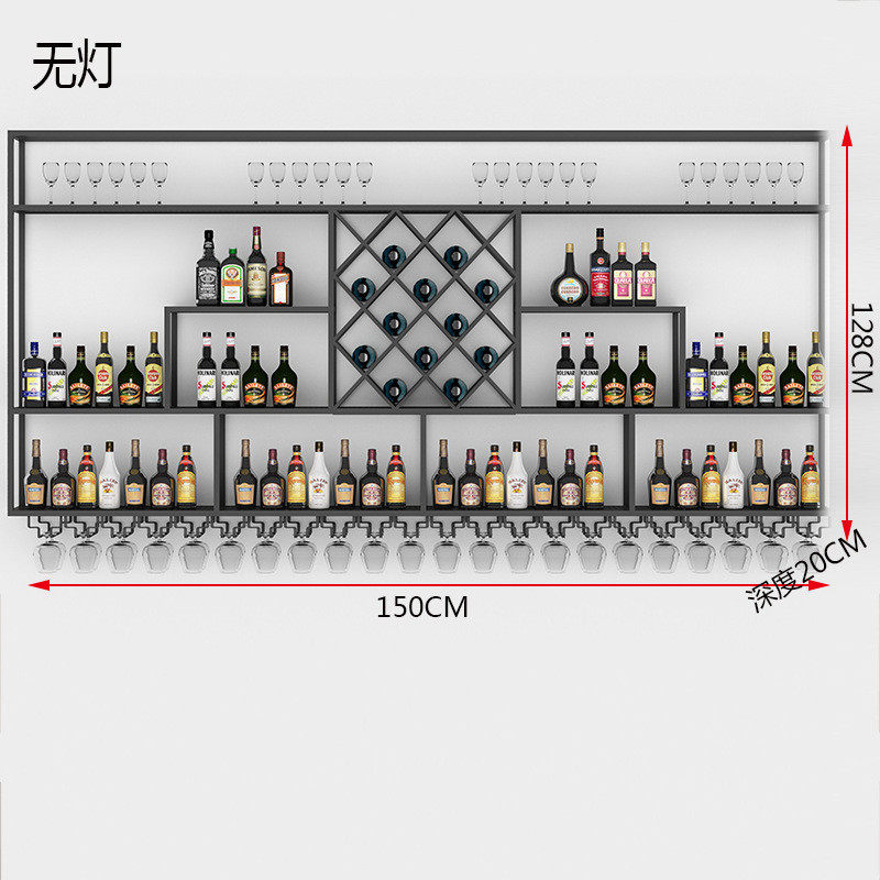 爆款壁挂式带灯网红酒柜铁艺红酒架发光餐厅酒馆清吧酒水展示架