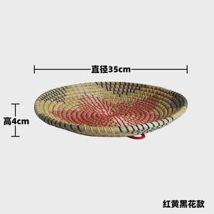 饰挂件盘风格 摆件海草编织墙面装 草编盘 摆件欧式 欧式