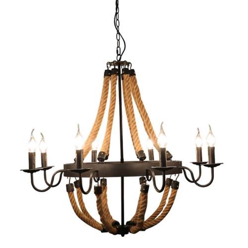 美式复古怀旧网工业风创意个性餐厅loft咖火锅理发服装店麻绳吊灯