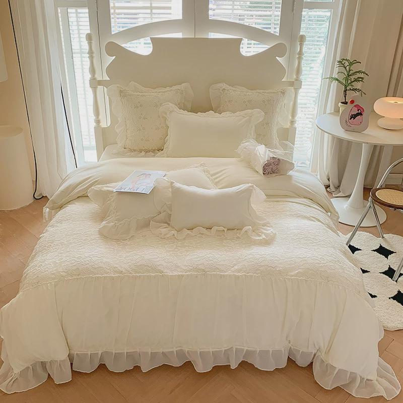 网红款少女心公主风四件套韩版双人蕾丝被套床裙床单床上用品1.8m