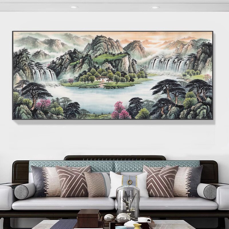 办公室励志牌匾风景国画名人装饰画书法字画客厅挂画沙发背景壁画