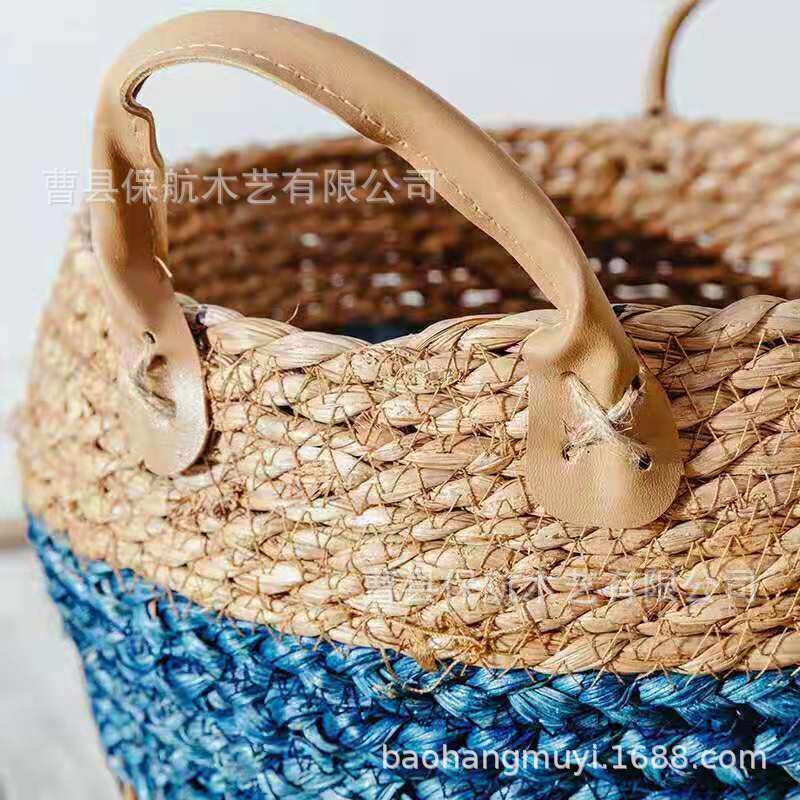 置物花篮花盆简约藤编花盆编织篮子藤大花篮藤编竹编花盆套草编筐